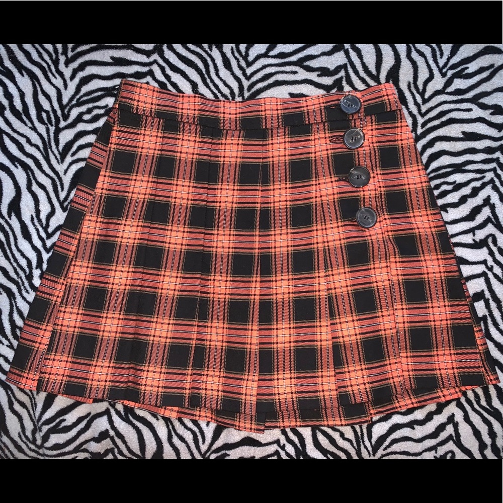 Zara Orange and Black Plaid Skirt 🎃🍂
